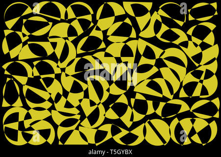 Khaki and black random semicircles background. Abstract geometric shapes pattern in retro style for fabric print, textile, decor. Stock Photo