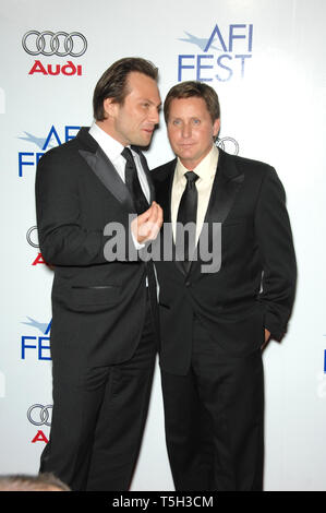 LOS ANGELES, CA. November 01, 2006: EMILIO ESTEVEZ & CHRISTIAN SLATER at the AFI Film Festival's opening night gala & US premiere of their new movie 'Bobby' at the Grauman's Chinese Theatre, Hollywood. Picture: Paul Smith / Featureflash Stock Photo