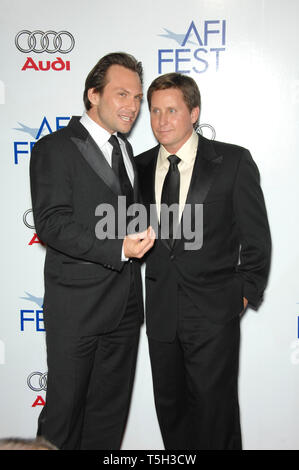 LOS ANGELES, CA. November 01, 2006: EMILIO ESTEVEZ & CHRISTIAN SLATER at the AFI Film Festival's opening night gala & US premiere of their new movie 'Bobby' at the Grauman's Chinese Theatre, Hollywood. Picture: Paul Smith / Featureflash Stock Photo