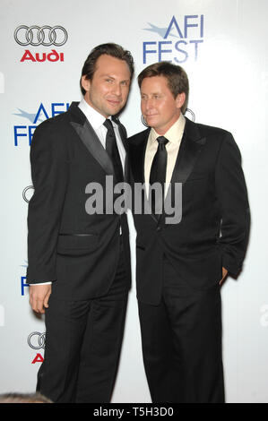 LOS ANGELES, CA. November 01, 2006: EMILIO ESTEVEZ & CHRISTIAN SLATER at the AFI Film Festival's opening night gala & US premiere of their new movie 'Bobby' at the Grauman's Chinese Theatre, Hollywood. Picture: Paul Smith / Featureflash Stock Photo