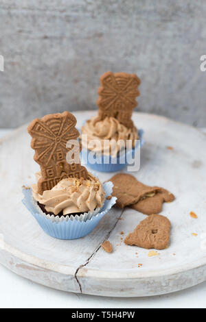 Cupcakes with speculoos cream Stock Photo