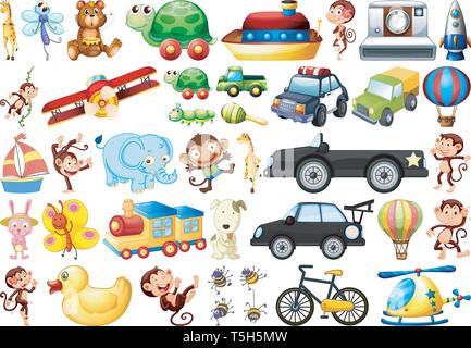 Set of children toys illustration Stock Vector