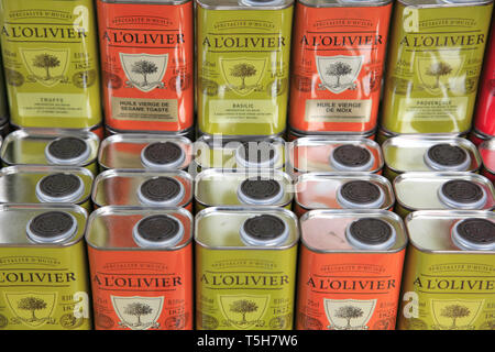 Olive Oil, Market, Cours Saleya, Old Town, Nice, Provence, Cote d Azur, French Riviera, France, Europe Stock Photo