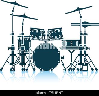 Drum Set Icon. Shadow Reflection Design. Vector Illustration Stock ...