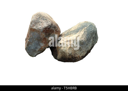 Diorite stone: is an intrusive igneous rock composed principally of the silicate minerals plagioclase feldspar, isolated on white background High reso Stock Photo