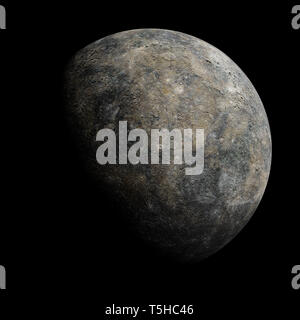 planet Mercury isolated on black background Stock Photo