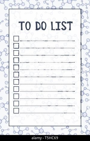 To do list. Chemistry design. Vector illustration. Empty blue planner Stock Vector