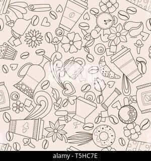 Coffee cups design. Seamless pattern background. Vector illustration Stock Vector