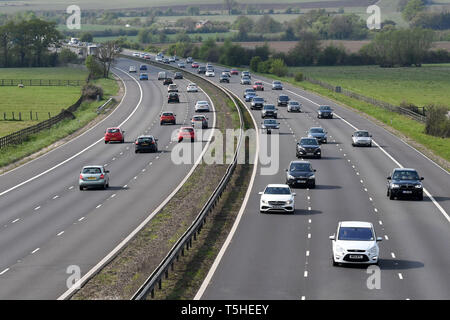 Traffic on the M40 Motorway by Thame in Oxfordshire, UK on22 April 2019 ...