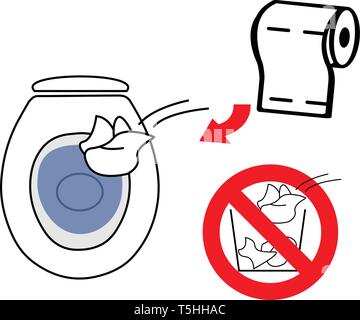 Do not throw litter in toilet sign in blue rectangle Stock Vector Image ...