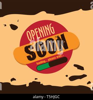 Opening soon labels banners. Vector Background. Poster Background Stock Vector