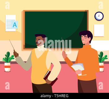 teachers couple in the classroom characters vector illustration design Stock Vector