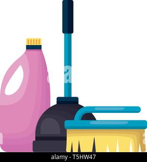 Household supplies, cleaning services tools and detergent bottles. Cleaning  supplies, detergents, brush, bucket and mop vector Illustration set. House  Stock Vector Image & Art - Alamy