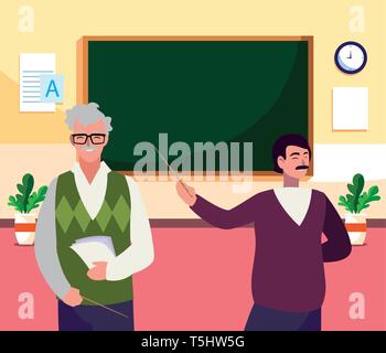 teachers couple in the classroom characters vector illustration design Stock Vector