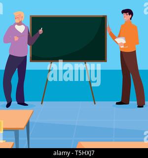 teachers couple in the classroom characters vector illustration design Stock Vector