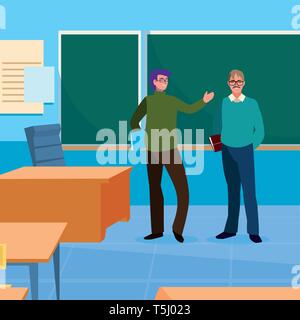 teachers couple in the classroom characters vector illustration design Stock Vector