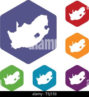 African map icons vector hexahedron Stock Vector