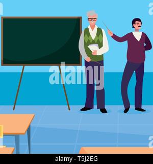 teachers couple in the classroom characters vector illustration design Stock Vector