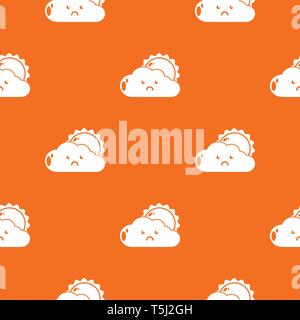 Sun and cloud pattern vector orange Stock Vector