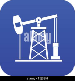 Oil derrick icon digital blue Stock Vector