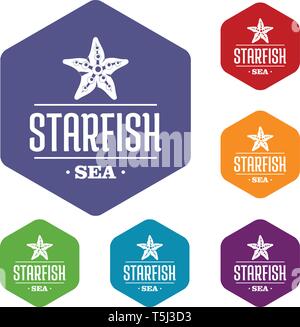 Starfish sea icons vector hexahedron Stock Vector