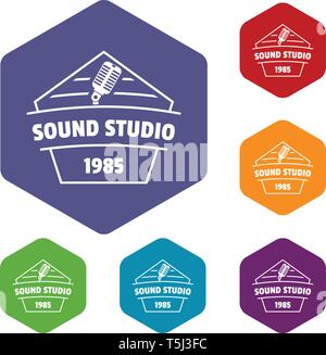 Sound studio icons vector hexahedron Stock Vector