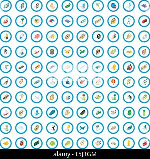 100 victory icons set, isometric 3d style Stock Vector