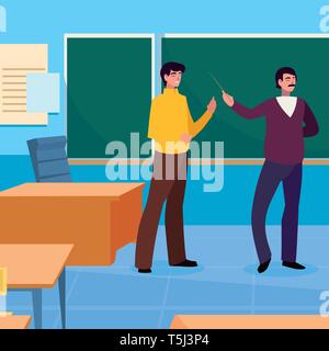 teachers couple in the classroom characters vector illustration design Stock Vector