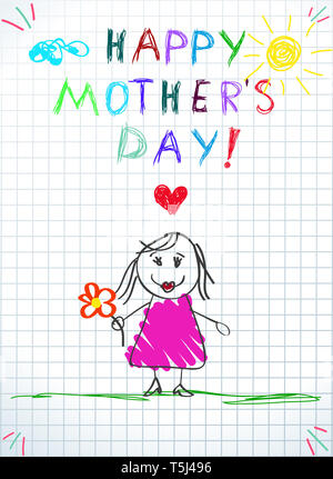 Hand Drawing Cartoon Character Concept Happy Mothers Day Stock Illustration  - Download Image Now - iStock