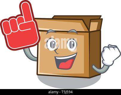 Foam finger cartoon cardboard placed next to chair Stock Vector