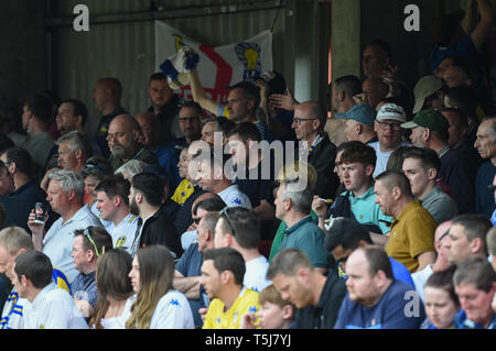 22nd April 2019 , Griffin Park, London, England; Sky Bet Championship, Brentford vs Leeds United ; Leeds fans  Credit: Phil Westlake/News Images,  English Football League images are subject to DataCo Licence Stock Photo