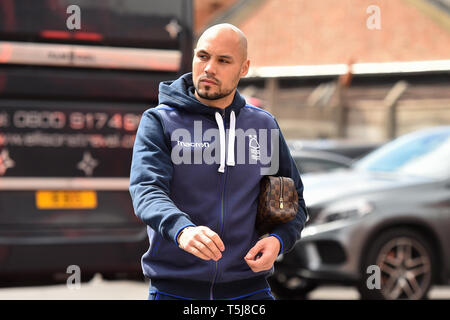 13th April 2019, City Ground, Nottingham, England ; Sky Bet Championship, Nottingham Forest vs Blackburn Rovers : Yohan Benalouane (29) of Nottingham Forest arrives at the City Ground  Credit: Jon Hobley/News Images  English Football League images are subject to DataCo Licence Stock Photo