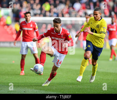 13th April 2019, City Ground, Nottingham, England ; Sky Bet Championship, Nottingham Forest vs Blackburn Rovers : Matthew Cash (14) of Nottingham Forest controls the ball  Credit: Jon Hobley/News Images  English Football League images are subject to DataCo Licence Stock Photo