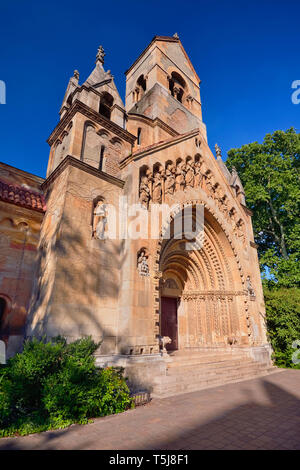 Hungary, Budapest, Hungary, Budapest, Vajdahunyad Castle, View of the Jak Chapel which is a replica of the real chapel in the village of Jak. Stock Photo