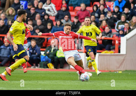 13th April 2019, City Ground, Nottingham, England ; Sky Bet Championship, Nottingham Forest vs Blackburn Rovers : Matthew Cash (14) of Nottingham Forest makes a run   Credit: Jon Hobley/News Images  English Football League images are subject to DataCo Licence Stock Photo