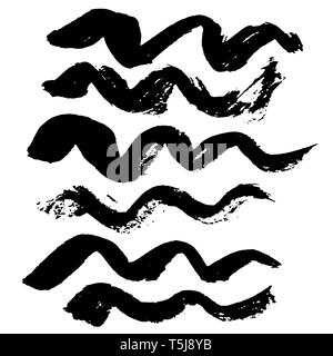 Black ink vector brush strokes. Vector illustration. Grunge wave texture. Stock Vector