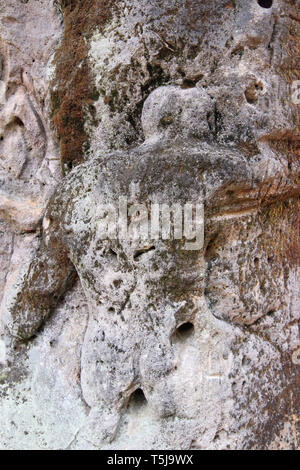 Reliefs carved into the sandstone, Czech Republic Stock Photo