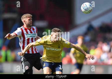 19th April 2019, Bramall Lane, Sheffield, England; Sky Bet Championship, Sheffield United vs Nottingham Forest ; Matthew Cash (14) of Nottingham Forest    Credit: Jon Hobley/News Images  English Football League images are subject to DataCo Licence Stock Photo