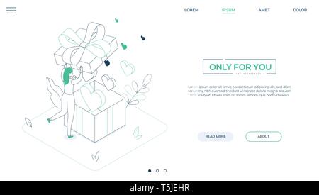 Only for you - line design style isometric web banner Stock Vector