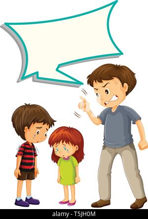 Father With Children And Speech Bubble Character Stock Vector Image 