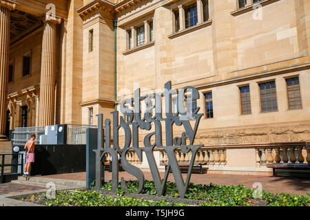 State library of NSW building constructed of stone on macquarie street in Sydney city centre,New South Wales,Australia Stock Photo