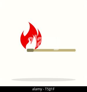 Match fire icon vector. flame heat or spicy food symbol flat icon for apps and websites vector illustration eps10 Stock Vector