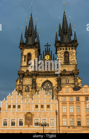 Czech Republic, Prague, old town square, Tyn Church Stock Photo