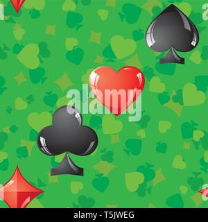 Seamless background with card suit, vector illustration Stock Vector