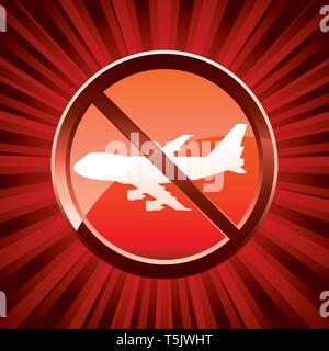 Warning sign about ban flight, vector illustration Stock Vector