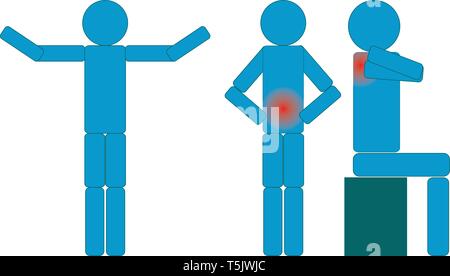 Illness stick figure icon set isolated on a white background, part 2, vector Stock Vector