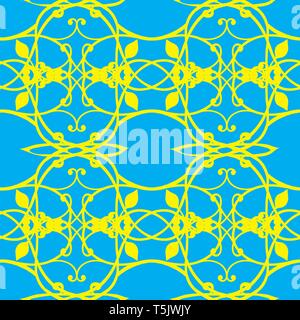 Abstract seamless background with yellow pattern on blue background, vector illustration Stock Vector