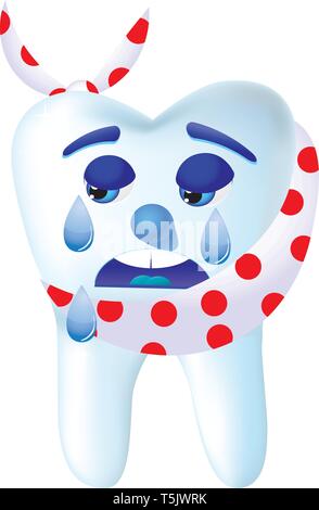Tooth-cartoon cry, because he hurts, vector illustration Stock Vector
