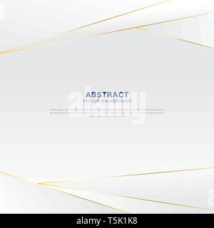 Abstract polygonal pattern luxury on white and gray header background with golden lines. Vector illustration Stock Vector