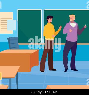 teachers couple in the classroom characters vector illustration design Stock Vector